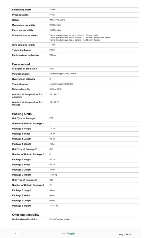 R9F32210 MCB, 2P, 10A, 4.5KA, Schneider - Image 3