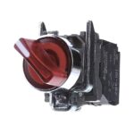 XB4BK124M5 Illuminated selector switch, metal, red handle, 2 positions, 1NO + 1NC, 240VAC Schneider