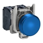 XB4BVB6 Pilot light, metal, blue, Ø22, plain lens with integral LED, 24 V AC/DC Schneider