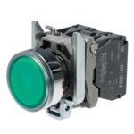XB4BW33B5 Illuminated push button, metal, flush, green, Ø22 Schneider