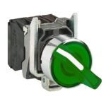 XB4BK123B5 Illuminated selector switch, metal, green, Ø22, 2 positions, 24 V AC/DC, 1 NO + 1 NC Schneider