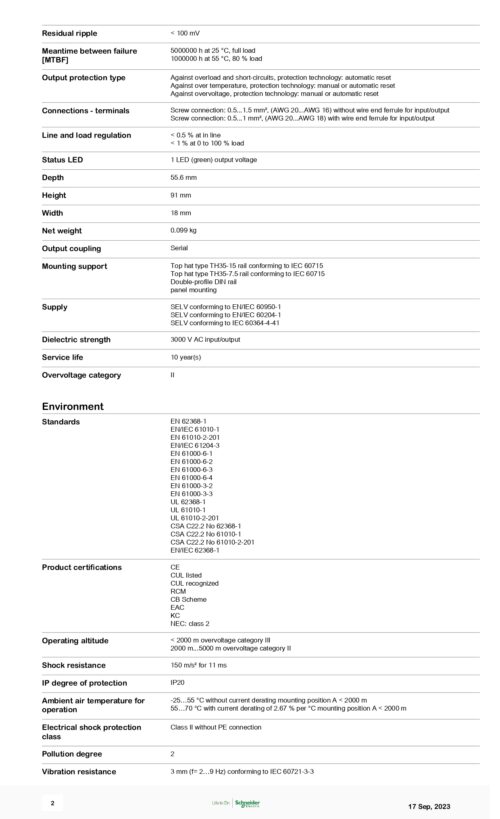 ⁦ABLM1A24004 Power Supply, 0.42A, 24VDC, Schneider⁩ - الصورة ⁦3⁩