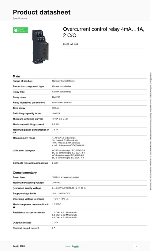 RM22JA21MR Timer 24~240V AC/DC, 2 C/O Output, Schneider - Image 2