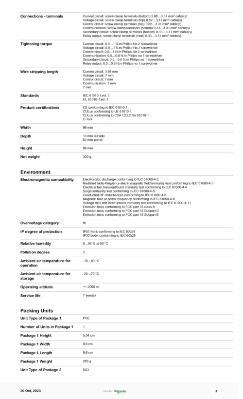 METSEPM1130HCL05RS Dual Source Energy Meter, PM1130H DUAL P&E RLY RS CL 0.5, Schneider - Image 4