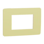 NU270312 Cover frame, New Unica, 1 gang, 3 modules, light green and beige, Schneider