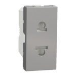 NU302130 Socket-outlet, New Unica, 2P, 16A, with shutter, aluminium, Schneider