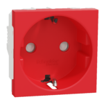 NU303703 Socket-outlet, New Unica, 2P+E, 16A, Schuko, with shutter, antibacterial, red, Schneider