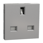 NU304530 Socket-outlet, New Unica, 2P+E, 13A, British, with shutter, 2 modules, aluminium, Schneider