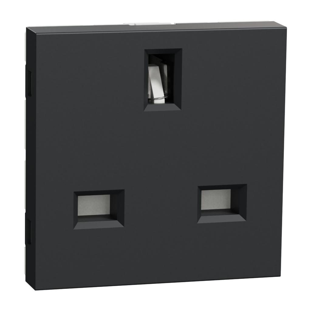 NU304554 Socket-outlet, New Unica, 2P+E, 13A, British, with shutter, 2 ...