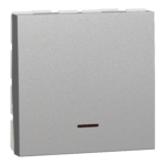 NU323230S Switch, New Unica, 2-pole 1-way, 32A, 2 modules, with lamp, aluminium, Schneider