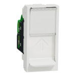 NU341618 Data socket, New Unica, straight, click, shuttered, 1 module, white, Schneider