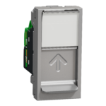 NU341430 Data socket, New Unica, mechanism, straight, click, shuttered, aluminium, Schneider