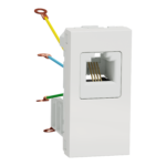 NU349118 Telephone socket, New Unica, 1 connector, 1 module, white, Schneider