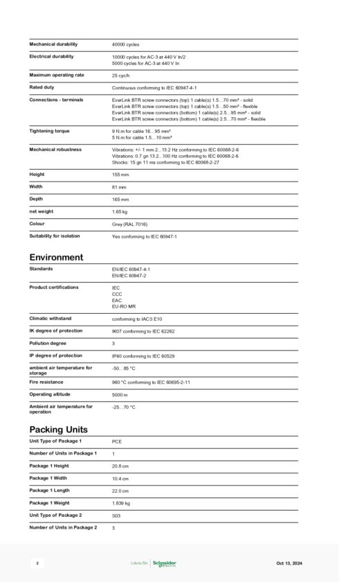 GV4L115N Motor circuit breaker, 3P, 115A, 50KA, Schneider - Image 3