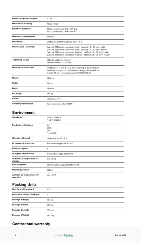 GV4L12N Motor circuit breaker, 3P, 12.5A, 50KA, Schneider - Image 3